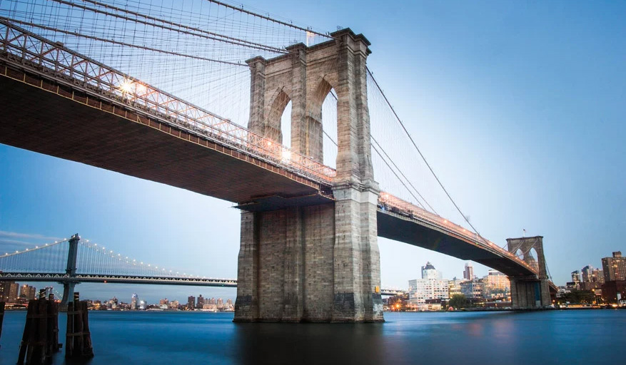 brooklyn bridge view from statue city cruises ferry